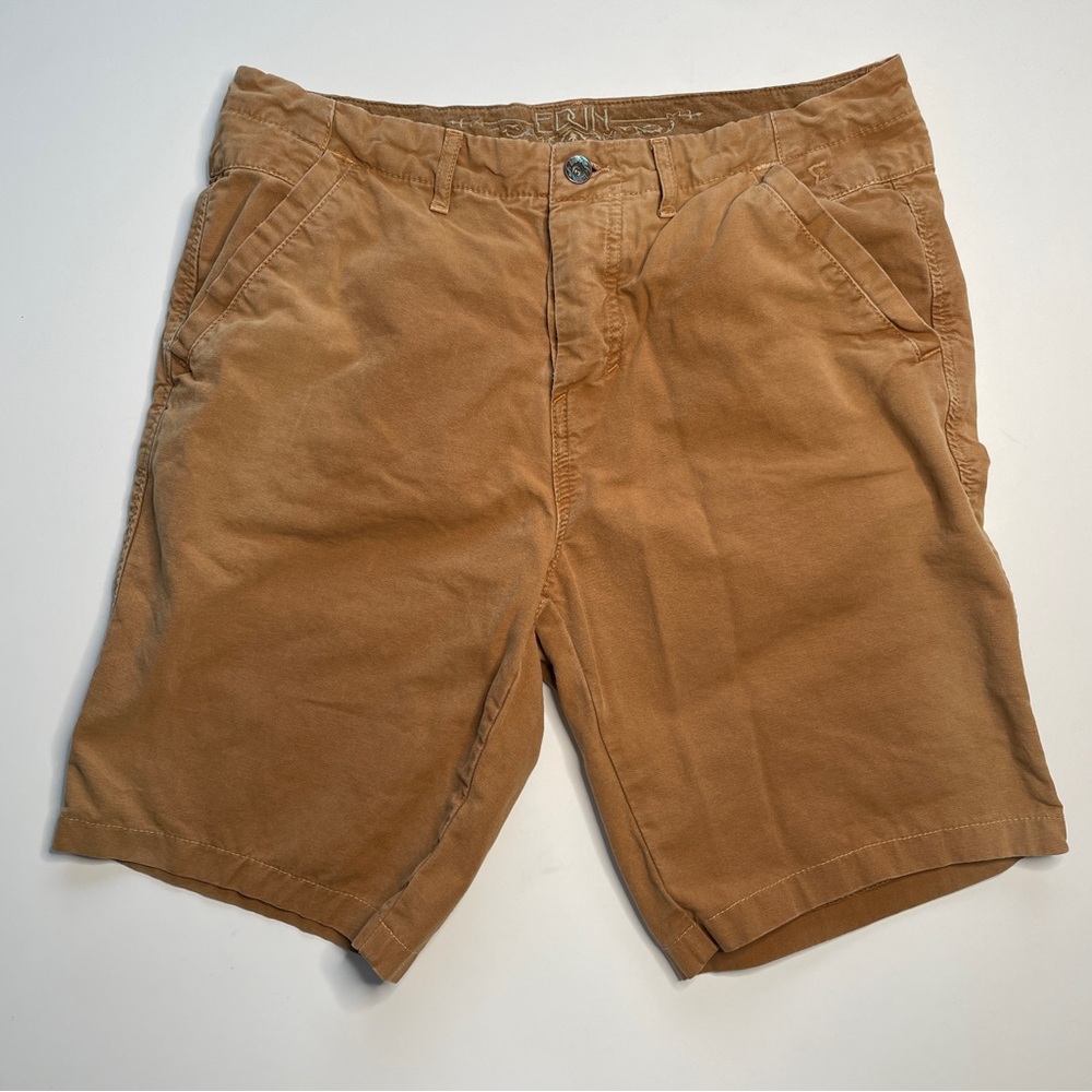 EDUN Shorts Chino Womens‎ 32 Inseam 9" Khaki Flat Front